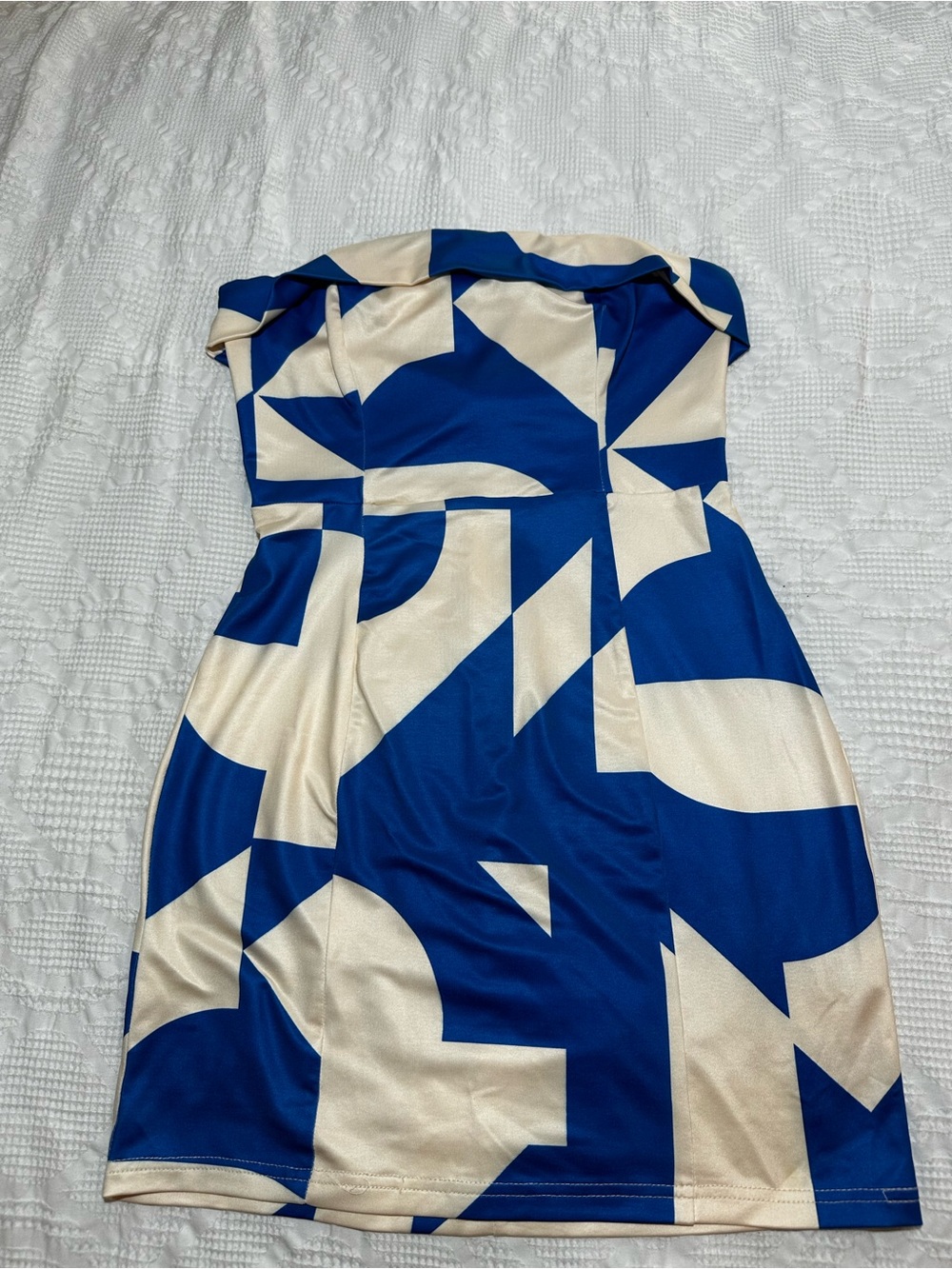Hello molly cubism blue and cream mini dress